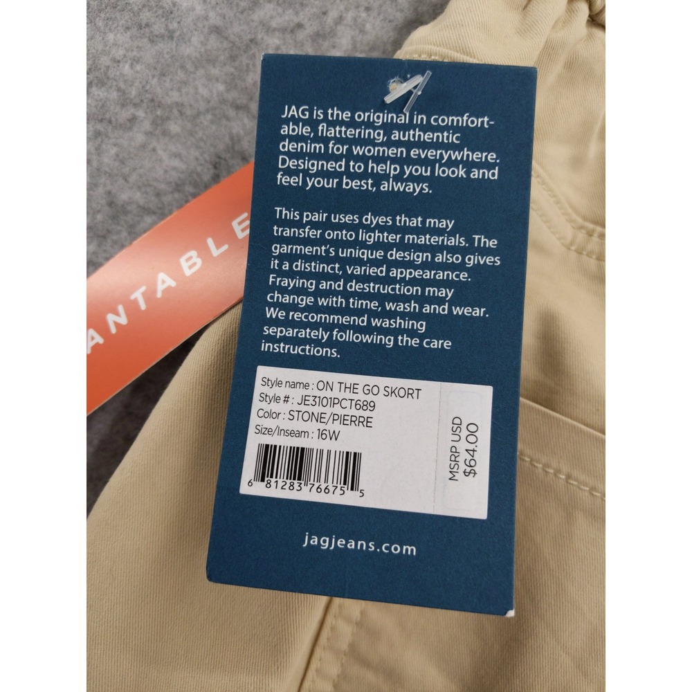 JAG On The Go Skort Women 16W Stone Beige Mid Rise Pull On Stretch Pocketed NWT - Picture 6 of 9